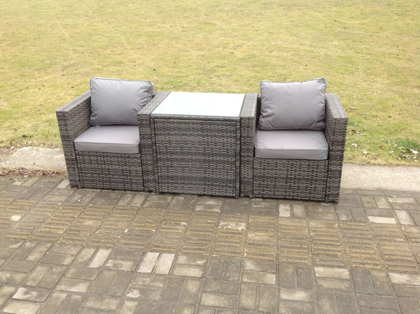 Rattan Sofa Chair Footstool Garden Patio Furniture Set with Coffee Table 2 seater