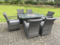 Rattan Garden Furniture Gas Fire Pit Round Rectangle Dining Table Gas Heater And Dining Chairs2 4 6 Seater