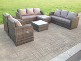 Grey Wicker Rattan Garden Furniture Set Lounge Sofa Reclining Chair Outdoor Big Footstools  9 Seater