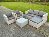 6 Seater Wicker light Grey Rattan Sofa Set Garden Furniture Conservatory Patio Furniture