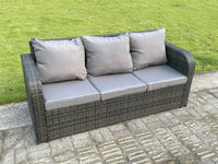 High Back 3 Seater Rattan Sofa Patio Outdoor Garden Furniture With Cushion